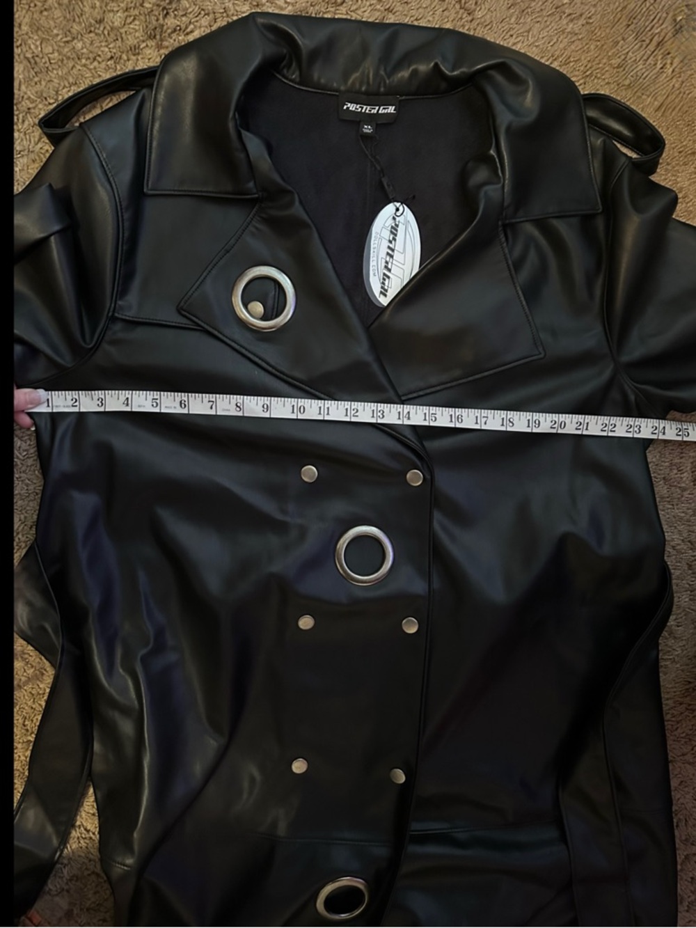 Poster Girl Dolls Kill ‘MISBEHAVING’ Faux Leather Trench Coat O Ring XL NWT - Picture 14 of 15